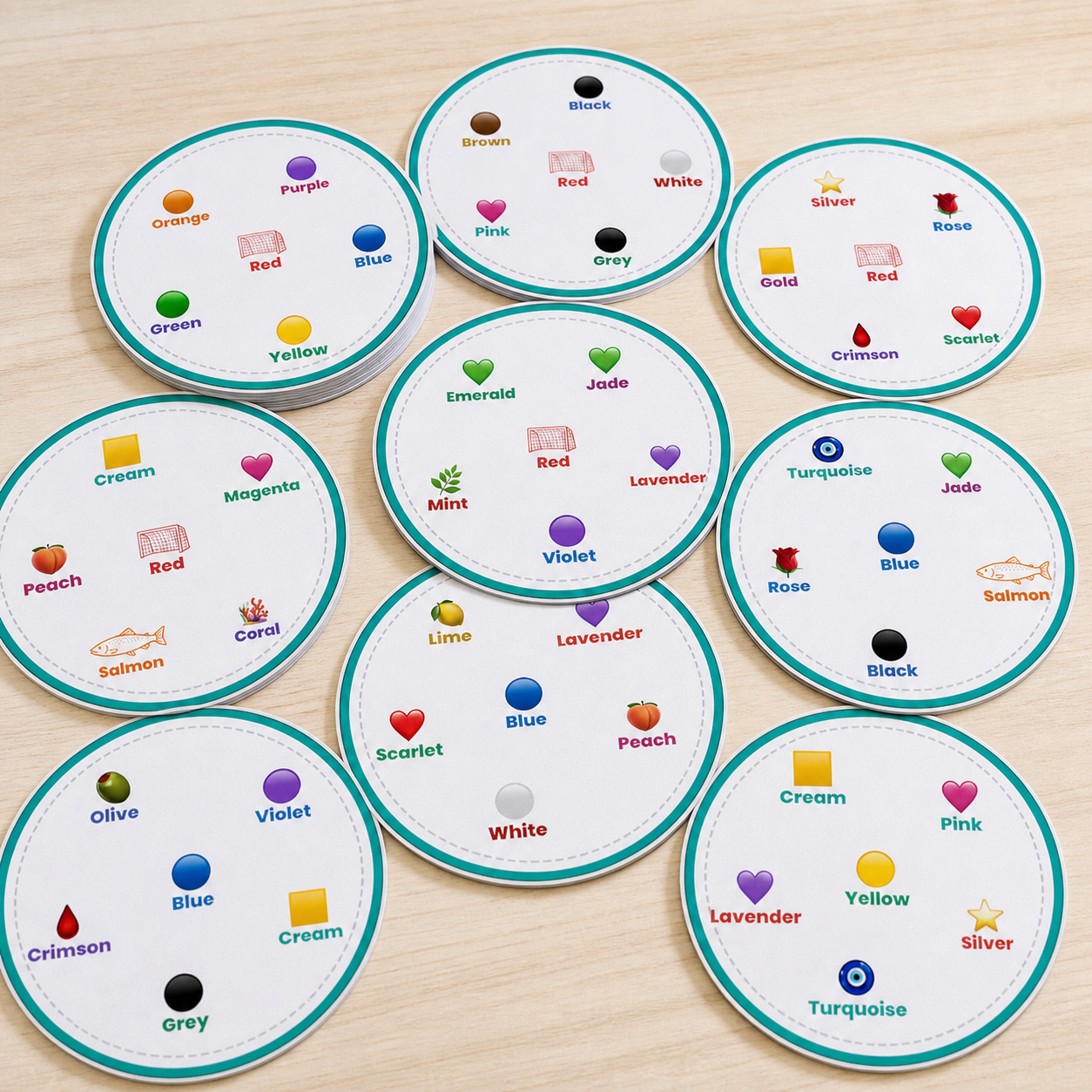 Juego imprimible de 31 cartas para practicar colores en inglés en Primaria mediante rapidez visual, pronunciación y expresión oral.
