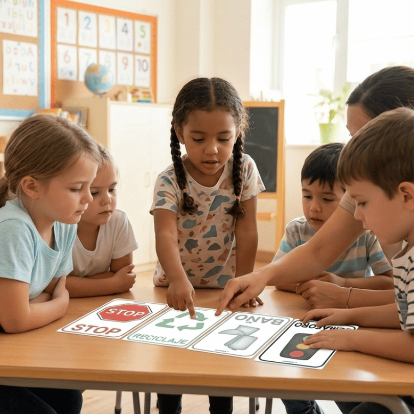 Descarga el Llavero Exploradores de Símbolos para Educación Infantil. Actividad manipulativa para trabajar la conciencia simbólica, señales, n