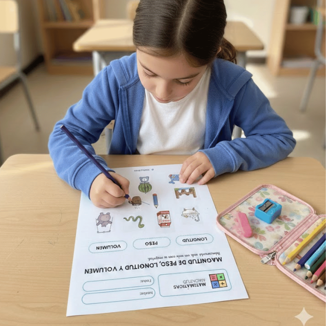 Recurso de matemáticas para primaria centrado en las magnitudes. Actividades prácticas y competenciales, enfoque STEM y DUA, disponible en varios idiomas.