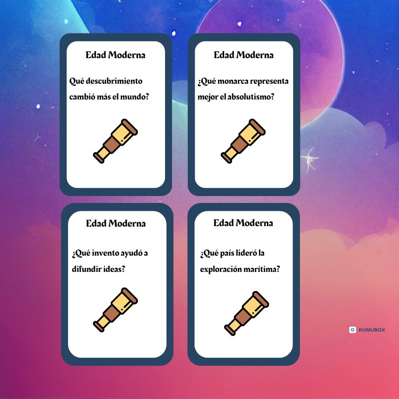 Juego educativo de deducción para repasar Historia en 4º de ESO. Los alumnos responden preguntas intentando coincidir con la mayoría. Ideal para gamificar.