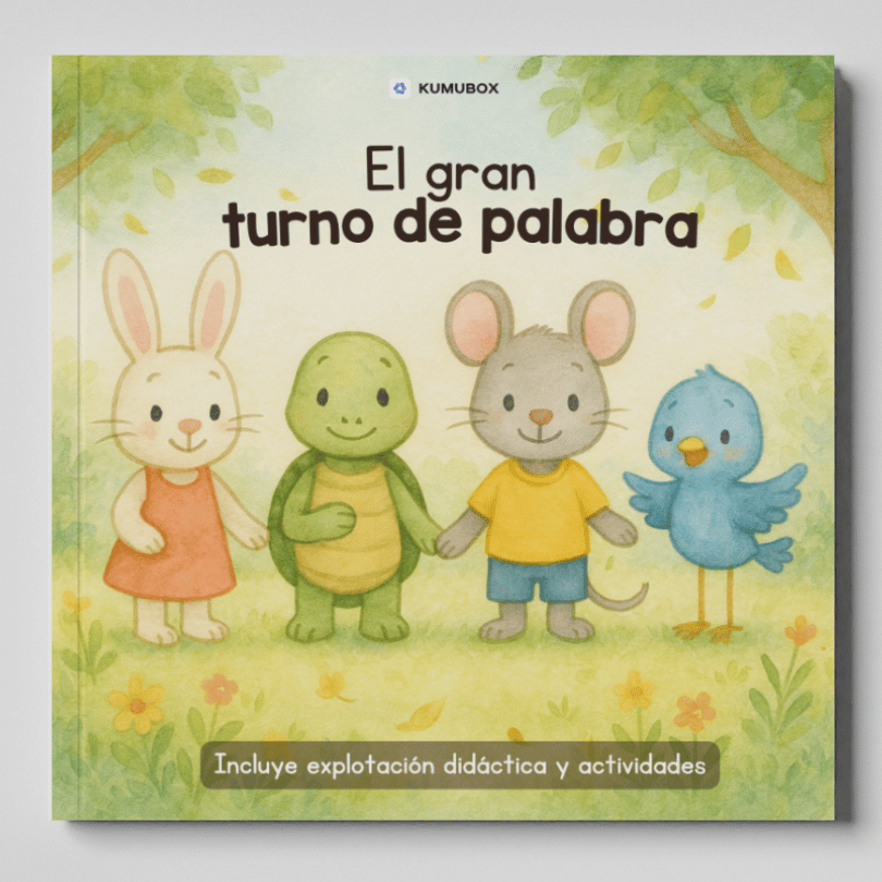 Cuento infantil para trabajar la importancia del respeto a los turnos de palabra, la escucha activa y la expresión plástica, fomentando la convivencia.