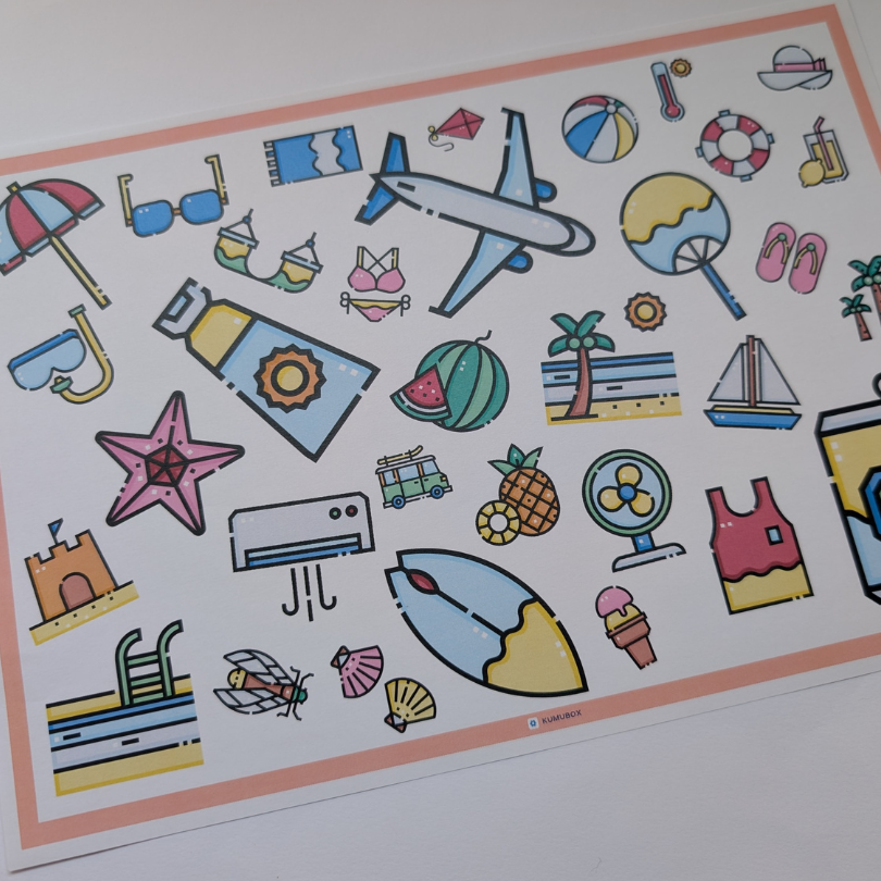 Juego tipo Lince con temática de verano para trabajar vocabulario, atención y velocidad visual en primaria. Ideal como recurso lúdico de fin de curso.