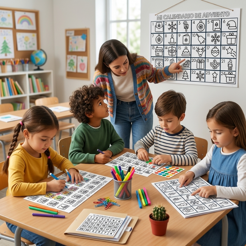 pack con 5 modelos diferentes de calendarios de adviento ideales para trabajar en el aula y llevar la cuenta regresiva del 1 al 24 de diciembre incluye diseños...