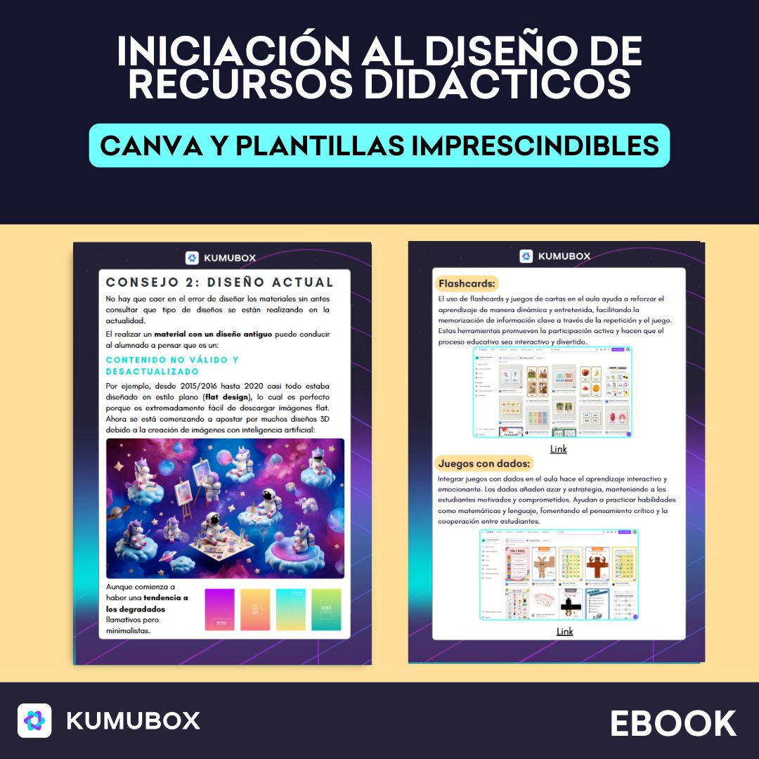 Guía de iniciación al diseño de recursos didácticos con Canva para docentes. Incluye consejos de diseño, enlaces a herramientas digitales y plantillas .
