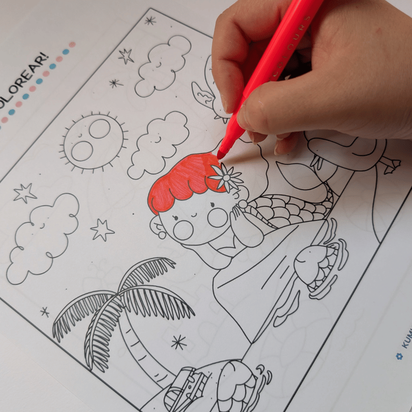 Actividad artística para colorear dibujos en infantil y primaria. Favorece la motricidad fina, la autorregulación emocional y la creatividad.