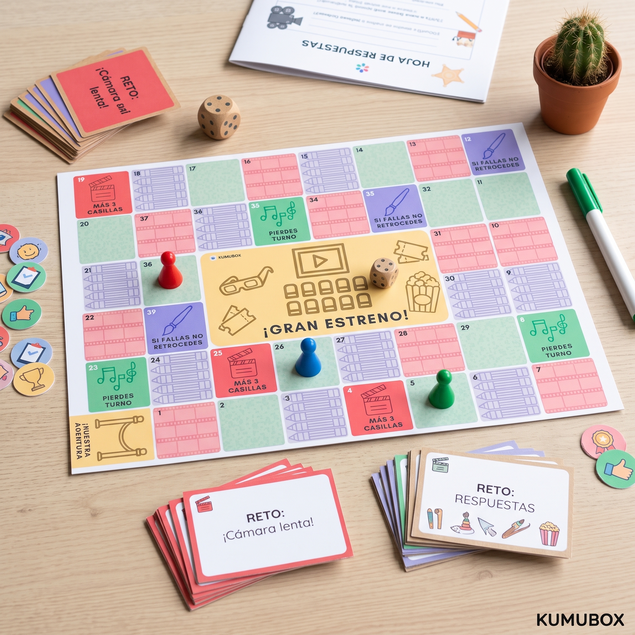 Un juego de mesa interactivo de Educación Artística para explorar herramientas digitales de cine, música, teatro y plástica. Incluye adaptación DUA y 5 sda.
