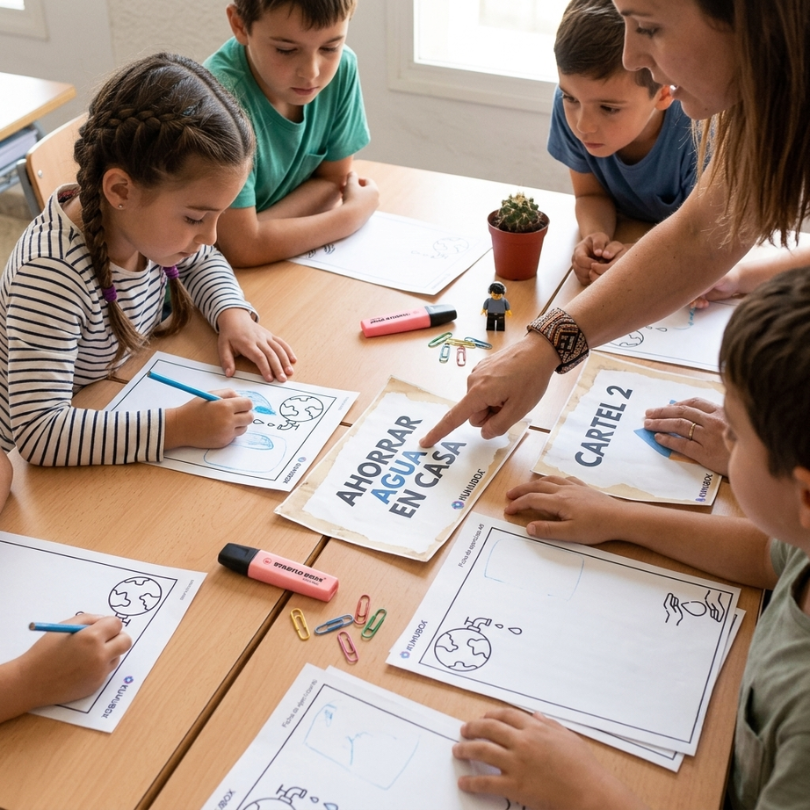 Descarga este recurso educativo para Primaria sobre el cuidado del agua. Incluye fichas sobre contaminación, calentamiento global.