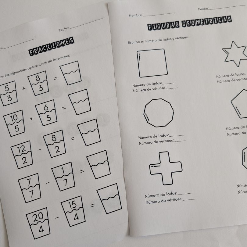 Colección de fichas imprimibles de matemáticas para nivel medio, ideales para reforzar operaciones básicas, cálculo mental y resolución de problemas en Primaria
