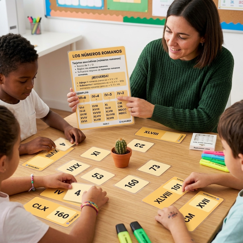 este material didáctico incluye 78 tarjetas asociativas para trabajar las equivalencias entre números romanos y cardinales contiene 39 tarjetas con números roma...