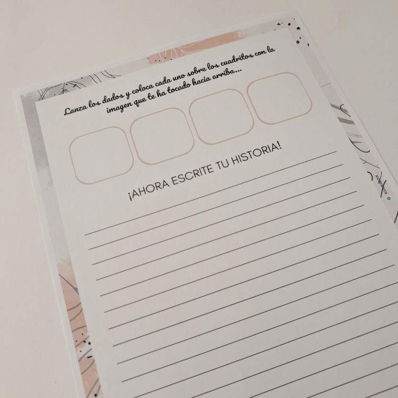 Recurso narrativo con dados ilustrados para crear historias de forma oral o escrita. Perfecto para trabajar la expresión creativay la estructura narrativa