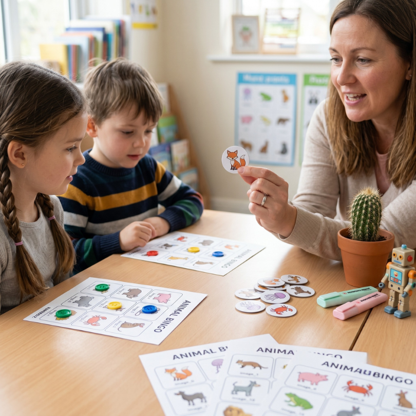 Descarga este Animal Bingo educativo para trabajar el vocabulario de animales en inglés en Infantil y Primaria. Incluye adaptaciones DUA.