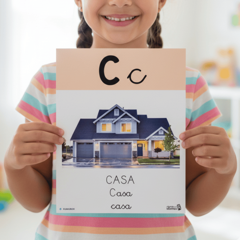 Recurso visual y fonético con fotografías reales para aprender las letras y sonidos del abecedario, fomentando la conciencia fonológica y el vocabulario.
