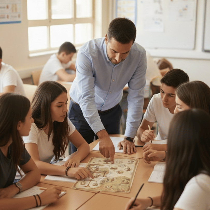 Descarga las fichas visuales de Aristóteles para Bachillerato. Incluye explicaciones sobre el hilemorfismo, las cuatro causas, ética y política, con actividades