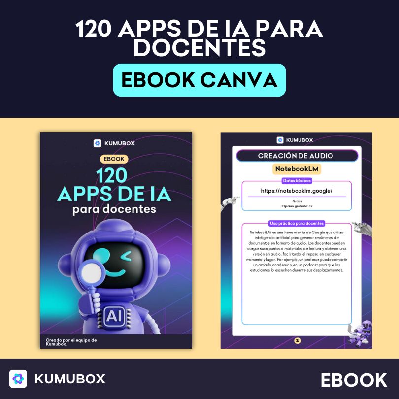 Ebook gratuito con 120 aplicaciones de inteligencia artificial explicadas para docentes. Ideal para integrar IA en el aula.