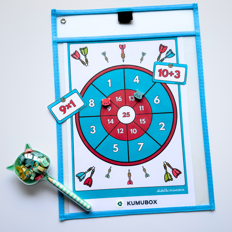 Descarga "La diana matemática", un recurso educativo manipulativo para trabajar el cálculo mental de sumas, restas y multiplicaciones de forma divertida