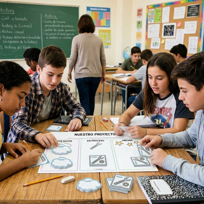 Descubre el Kit de Visual Kanban para 2.º de ESO en Tecnología y Digitalización. Un recurso manipulativo basado en Visual Thinking para planificar proyectos.