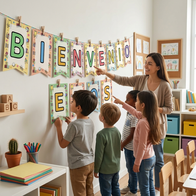 banderines decorativos para dar la bienvenida a los estudiantes en el aula perfectos para ambientar el espacio escolar con un toque acogedor y motivador desde e...