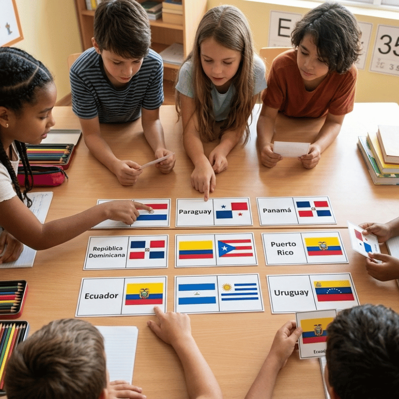 Descarga este juego de dominó educativo sobre los países hispanohablantes y sus banderas. Un recurso manipulativo e inclusivo ideal para ELE.