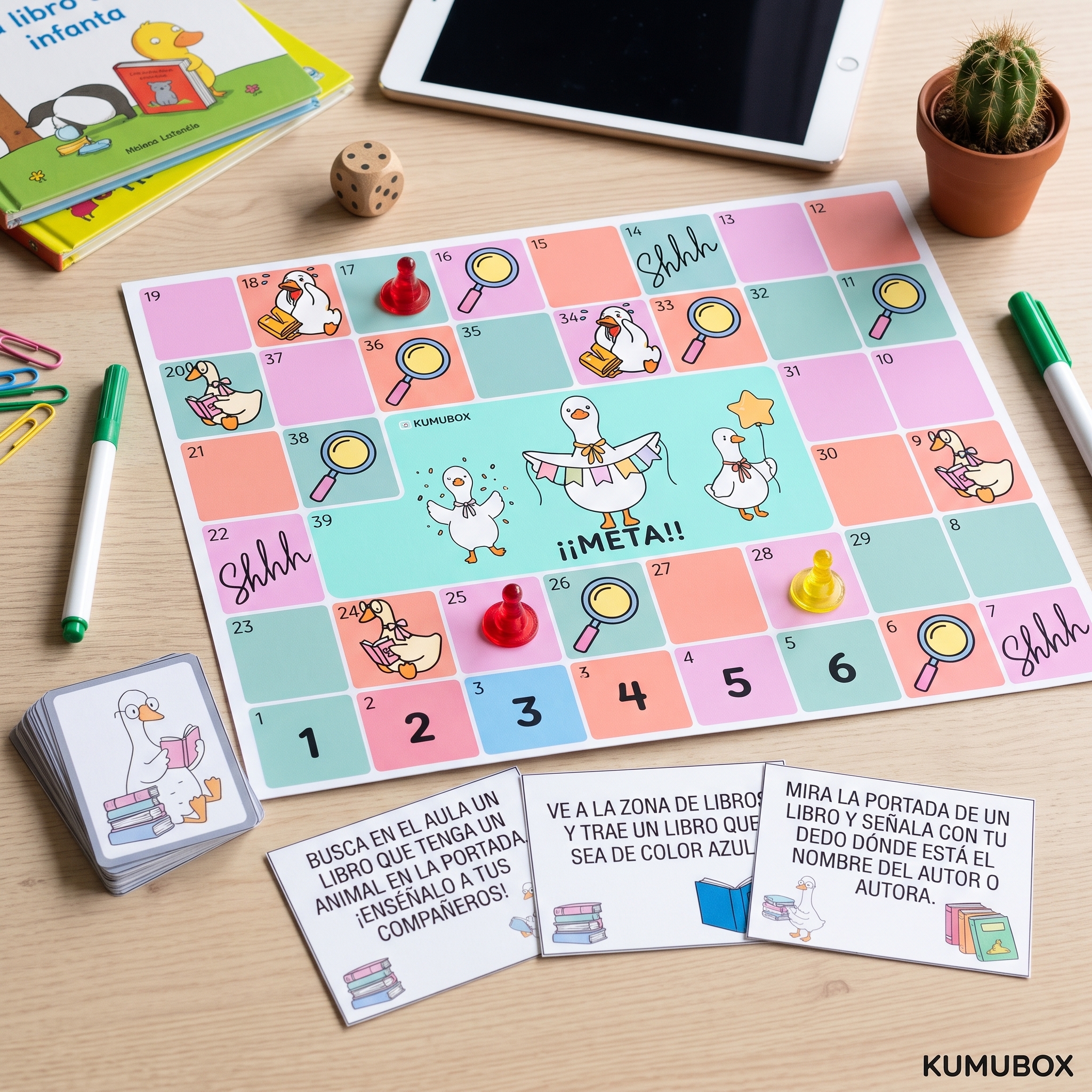 Juego de mesa gamificado de Lengua Castellana para trabajar la alfabetización informacional, el reconocimiento de autoría y el uso seguro de recursos digitales.