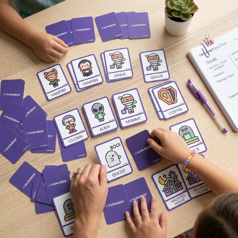 este recurso es un juego de memory de halloween diseñado para ayudar a los estudiantes de primaria a aprender y reforzar el vocabulario en inglés relacionado co...