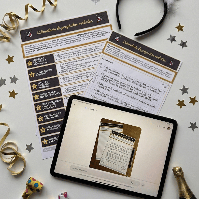 Ficha de reflexión y planificación para que el alumnado establezca propósitos realistas y cree un plan trimestral con ayuda responsable