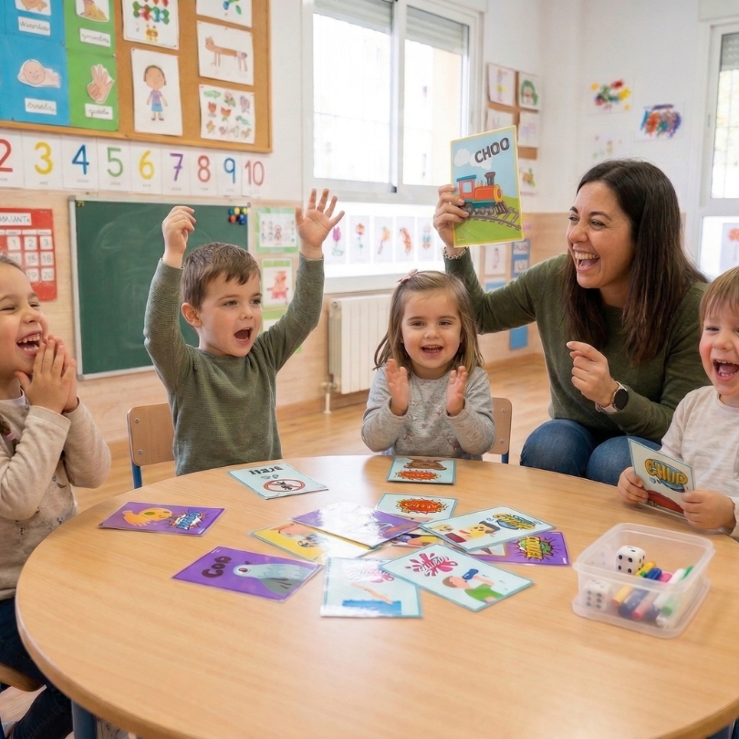 tarjetas didácticas diseñadas para que los niños de infantil reconozcan e imiten diferentes onomatopeyas este material consta de 12 tarjetas a todo color ideale...