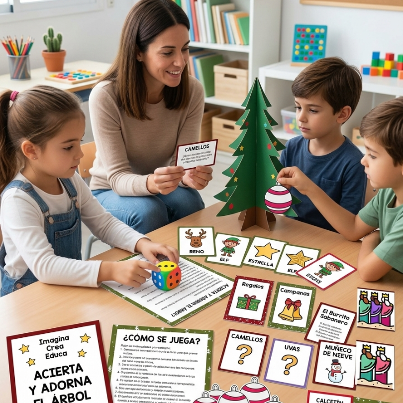 📢 "Acierta y Adorna el Árbol" es un juego educativo inspirado en el Gran Tabú, ideal para trabajar el vocabulario navideño y desarrollar la expresión corporal