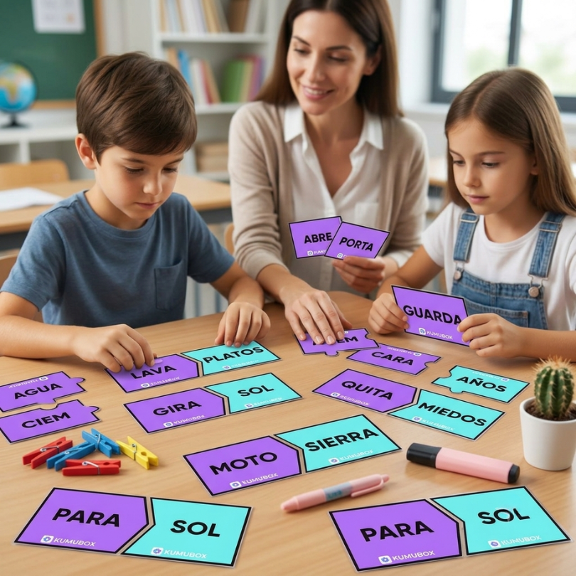 recurso educativo para trabajar las palabras compuestas en el segundo ciclo de primaria incluye 36 tarjetas con palabras divididas en dos partes que los alumnos...