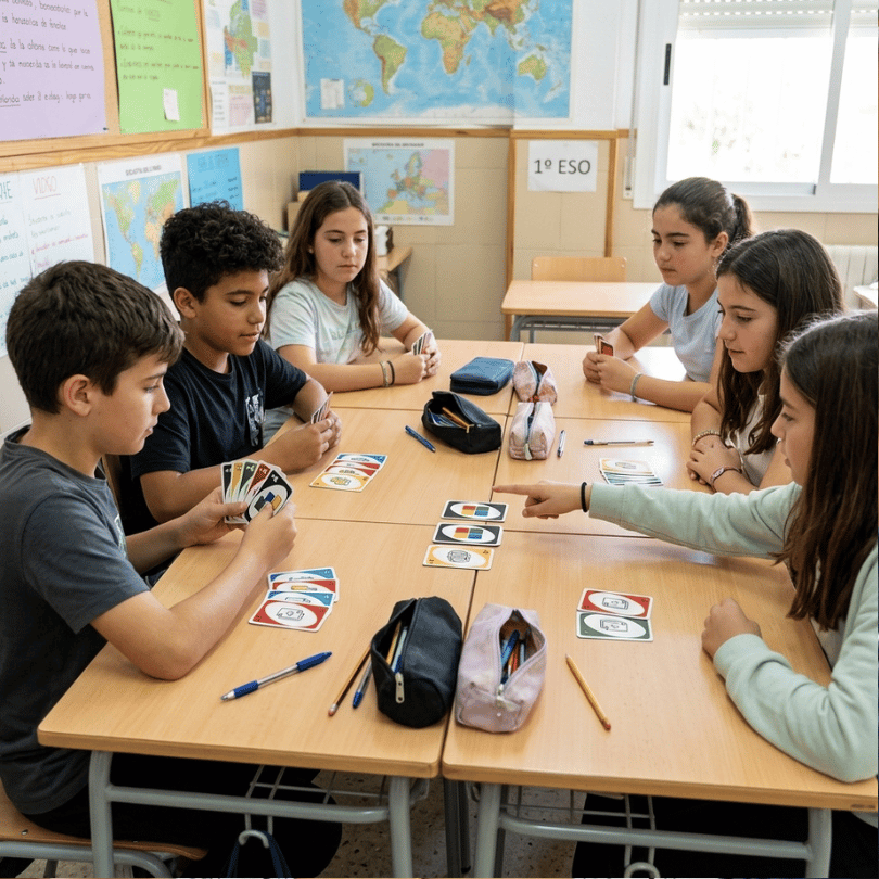 Descubre el Juego del 1 para trabajar números enteros en 1.º de la ESO. Un recurso manipulativo y gamificado basado en el juego de cartas "Uno"