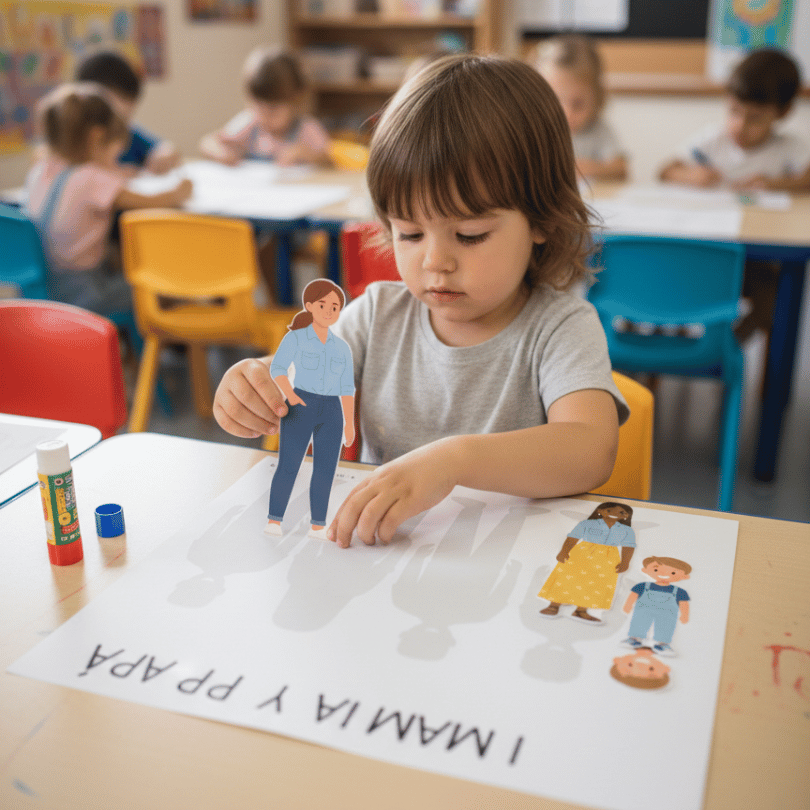 “Los Tipos de Familias” es un recurso educativo para Educación Infantil que utiliza tarjetas y personajes recortables para trabajar la diversidad familiar.