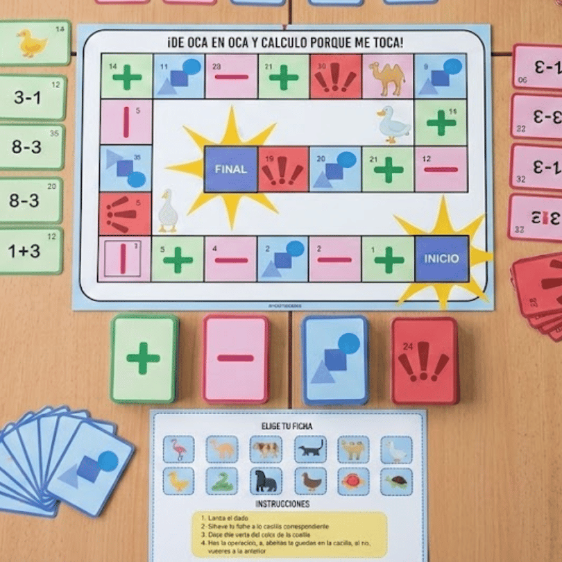 Descarga "¡De oca en oca y calculo porque me toca!", el juego educativo perfecto para trabajar cálculo mental y geometría en 1º y 2º de Primaria.