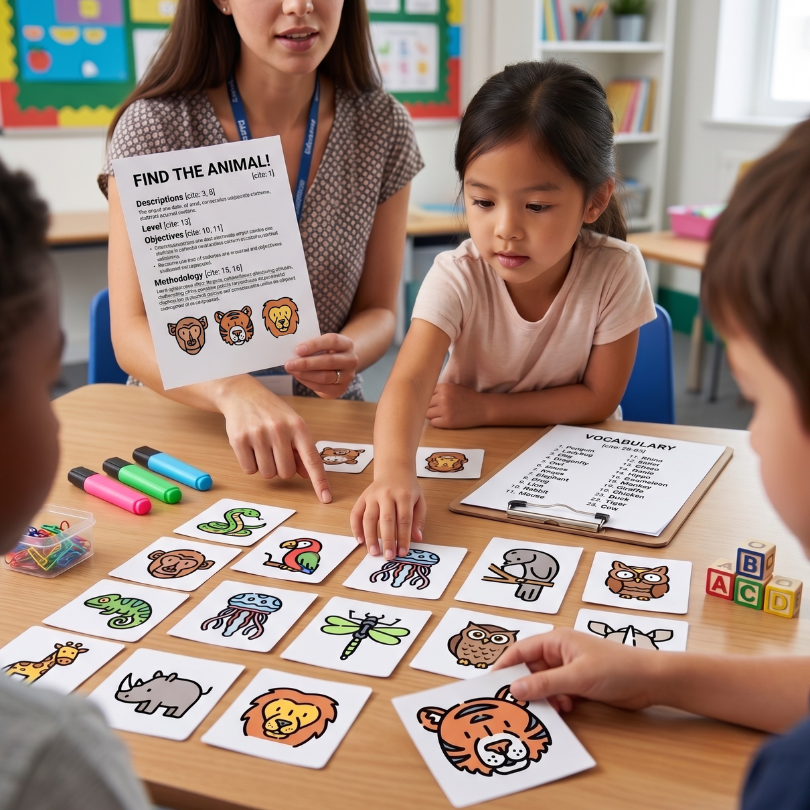 ¡Aprende y practica el vocabulario de los animales en inglés con este divertido juego de tarjetas! Inspirado en el clásico juego "Lince", este recurso ayuda a l
