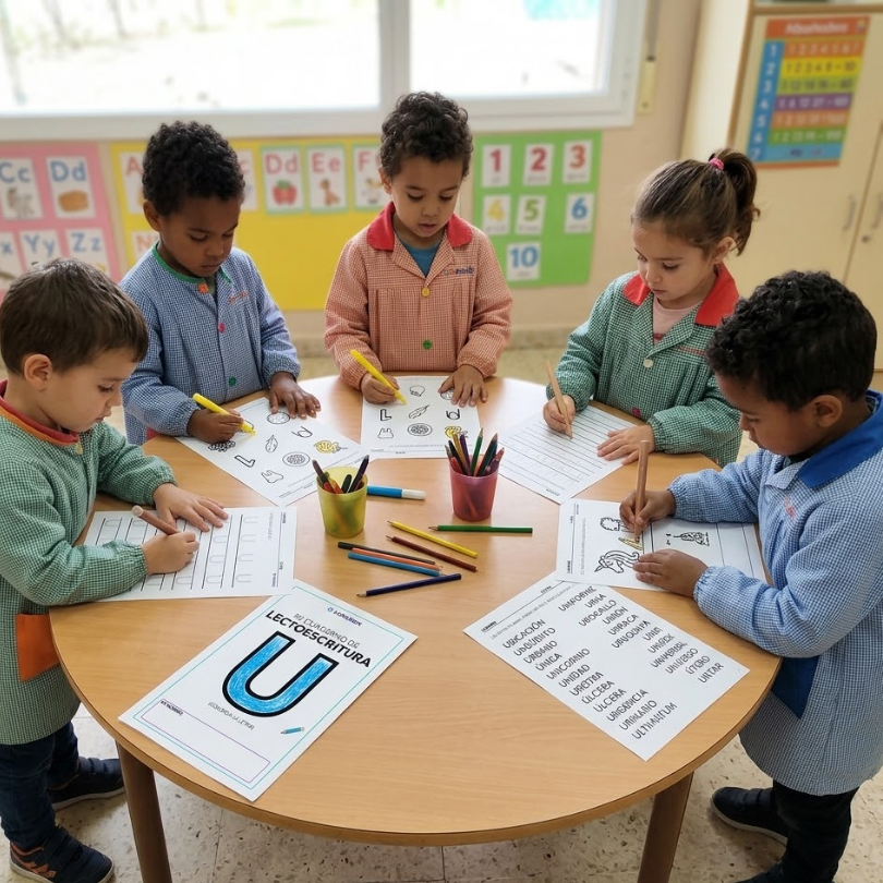 este cuadernillo individual de lectoescritura está diseñado para alumnos de infantil y se centra en la letra u incluye 10 páginas fotocopiables con actividades...