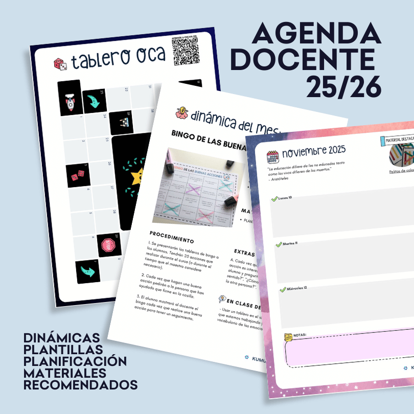 Agenda escolar 2025-2026 imprimible, diseñada para organizar tareas, planificar objetivos y gestionar el tiempo de manera eficiente en el aula