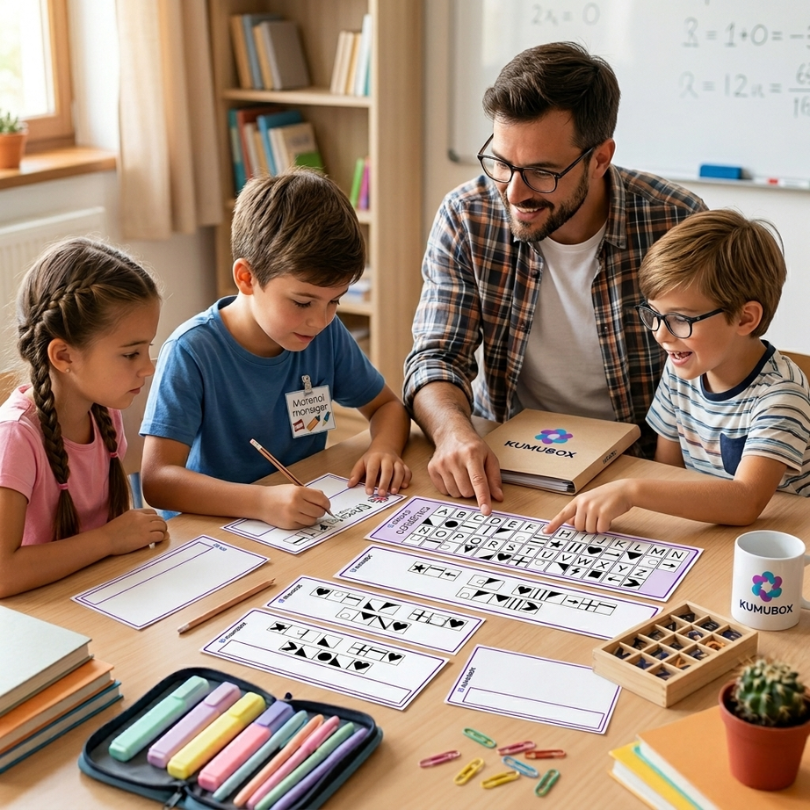 este material educativo consiste en un conjunto de tarjetas con mensajes ocultos que deben descifrarse utilizando un código especial incluye cinco tarjetas con...