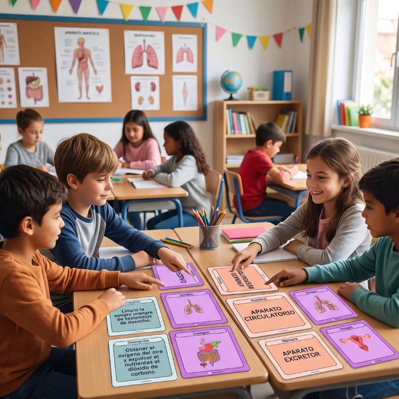 Descarga "Memoria Vital", un juego de asociación triple para aprender los aparatos del cuerpo humano en Primaria. Disponible en 6 idiomas y adaptado al DUA.