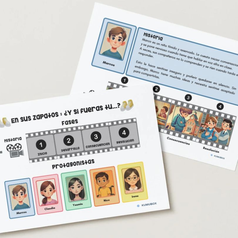 Recurso educativo para prevenir el acoso escolar mediante la empatía. "En sus zapatos: ¿Y si fueras tú...?" ofrece actividades dinámicas y reflexivas.