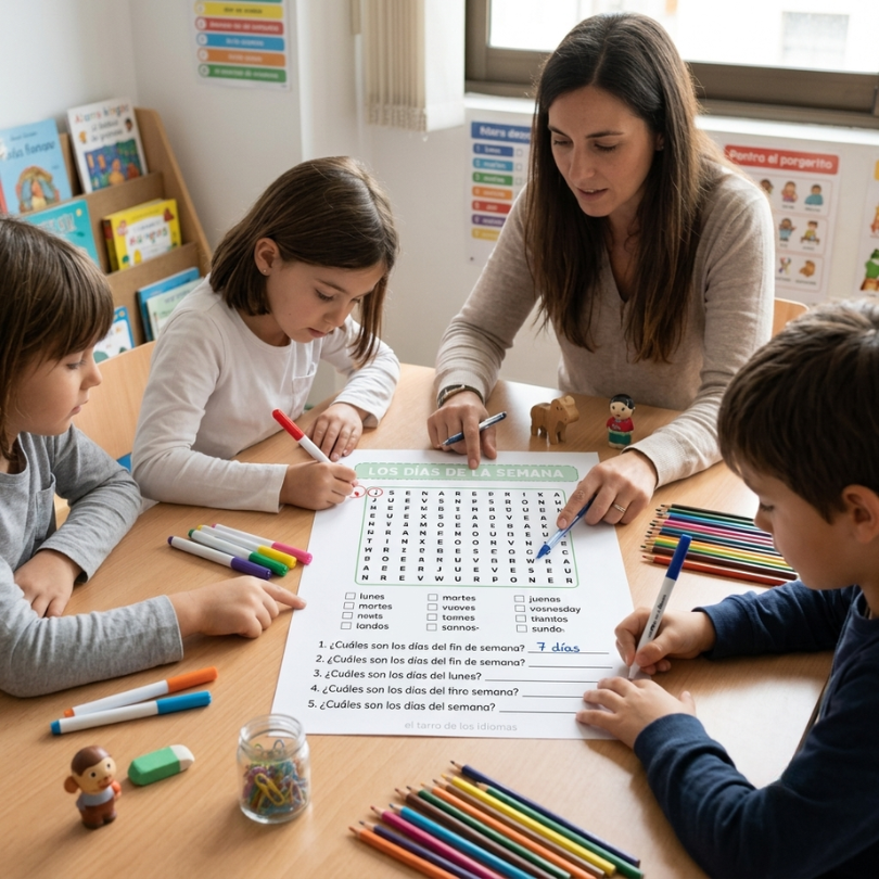 este recurso educativo contiene fichas interactivas en español e inglés para aprender y practicar los días de la semana incluye ejercicios de comprensión y expr...