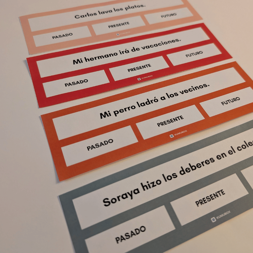 Ficha imprimible para identificar tiempos verbales en oraciones. Ideal para trabajar gramática en primaria de forma práctica y significativa.