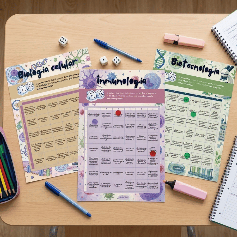 Descarga estos tableros de juego 6x6 para repasar biología, genética, bioquímica y ecología en Secundaria y Bachillerato. Incluye pautas DUA
