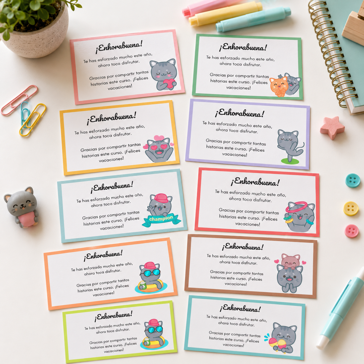 Tarjetitas imprimibles para personalizar con mensajes y dedicatorias. Ideales para regalos, despedidas o dinámicas de tutoría. Fomentan la gratitud.