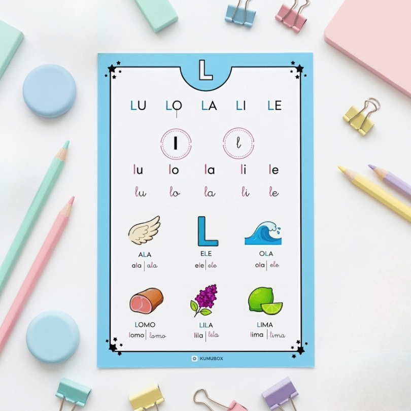 Descarga la cartilla visual para trabajar las sílabas inversas con L (al, el, il, ol, ul). Incluye gesto de apoyo Monfort, vocabulario ilustrado y oraciones gui