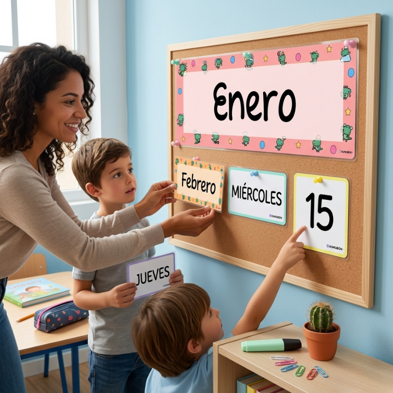 este recurso educativo incluye tarjetas decorativas con los meses del año los días de la semana y los números del calendario ideales para embellecer y organizar...