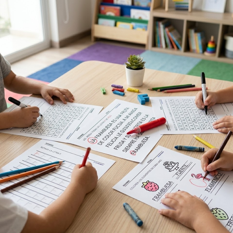 este cuaderno de lectoescritura está diseñado para niños de educación infantil segundo ciclo y tiene como protagonista la letra f a través de 10 fichas fotocopi...