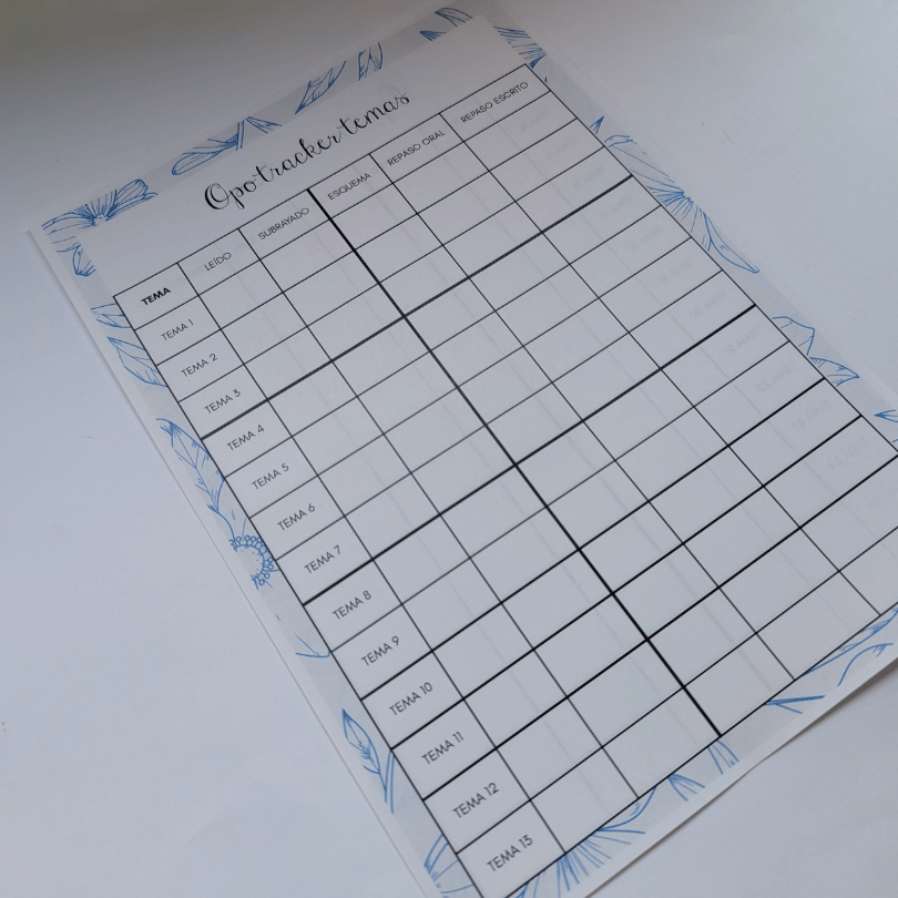 Plantilla de seguimiento para oposiciones, ideal para organizar el temario, planificar repasos y controlar el avance. Útil para docentes y otros opositores.