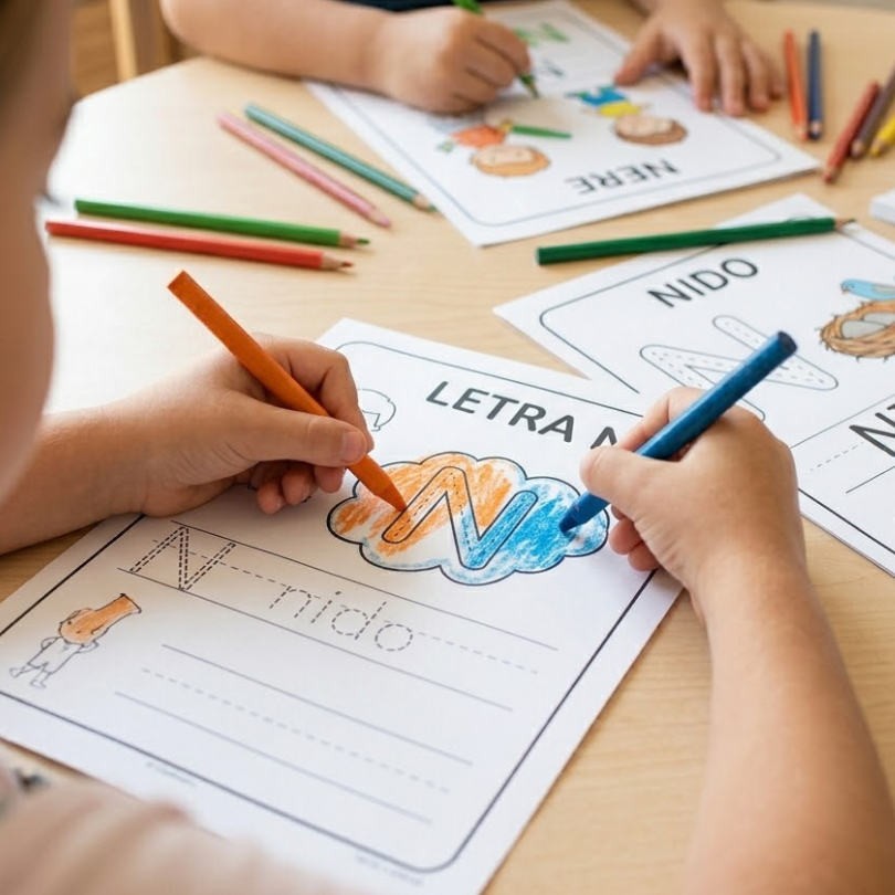 este cuaderno de lectoescritura está diseñado para que los niños de infantil practiquen la letra n mediante actividades lúdicas y didácticas incluye 10 fichas f...