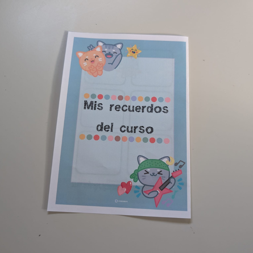 Cuaderno imprimible de actividades para recordar y reflexionar sobre el curso escolar. Perfecto para cerrar el año con creatividad y emoción
