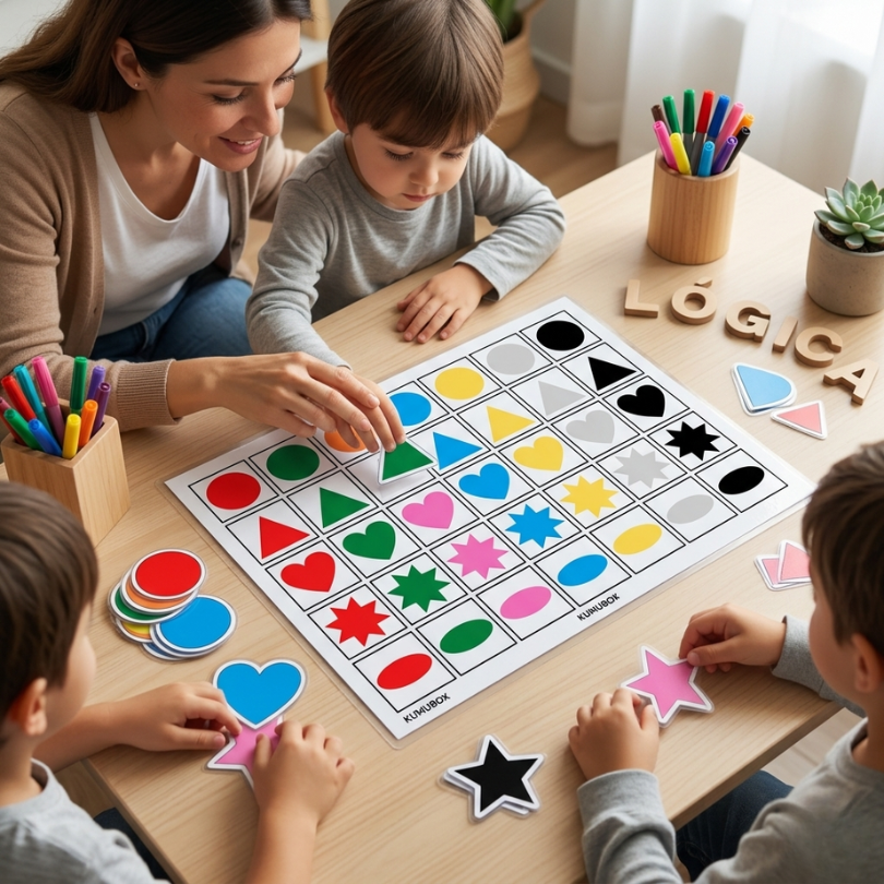 este recurso educativo incluye un tablero y 40 fichas diseñadas para trabajar la lógica y el razonamiento en alumnado con tea el tablero presenta códigos en sus...