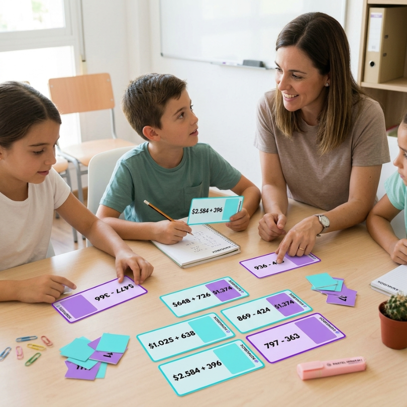 este recurso contiene 48 tarjetas con operaciones matemáticas para ejercitar el cálculo mental en el tercer ciclo de primaria incluye 12 sumas 12 restas 12 mult...