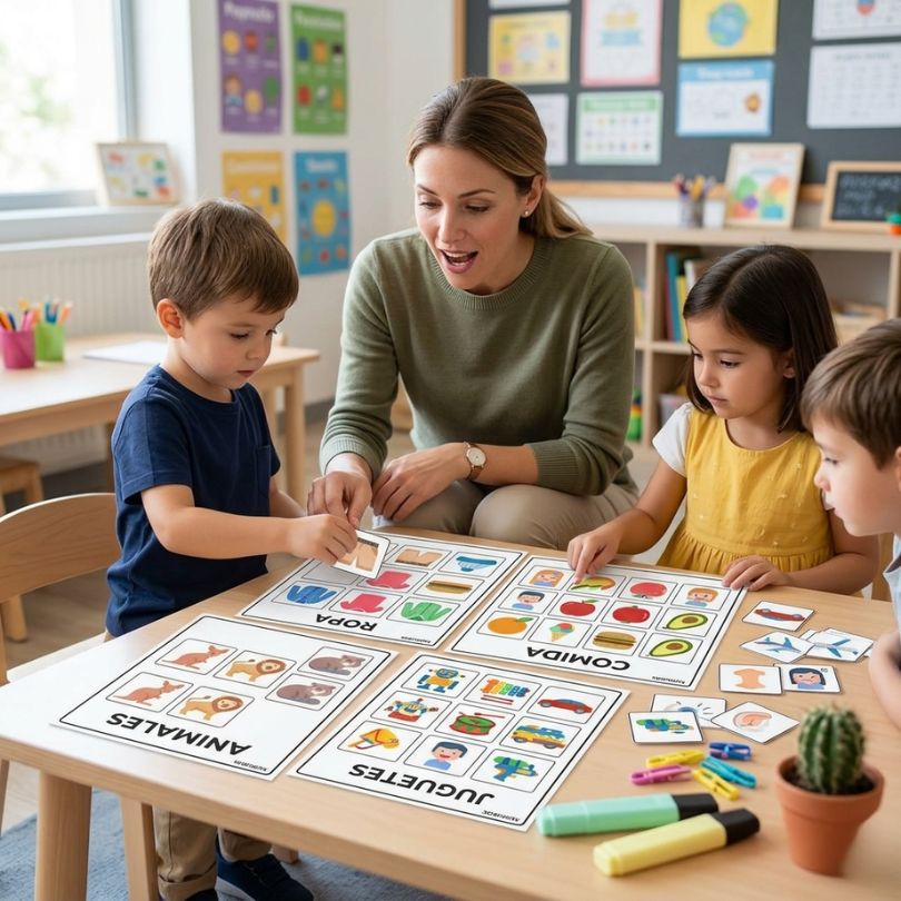 este recurso educativo incluye 8 tableros temáticos y 48 fichas para ayudar al alumnado con tea a clasificar conceptos en distintas categorías cada tablero está...